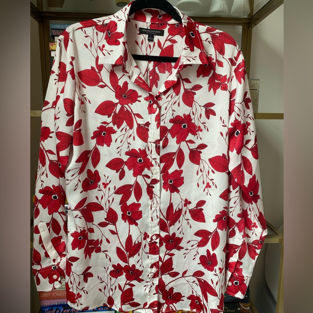 Banana Republic Floral Dillon blouse size large